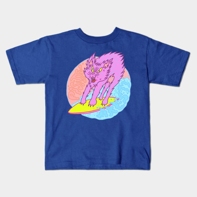 Surfer Cat Pisittu Aresti - by Miskel Design Kids T-Shirt by miskel